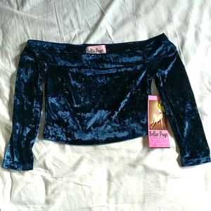 Velvet Off-Shoulder Crop Top